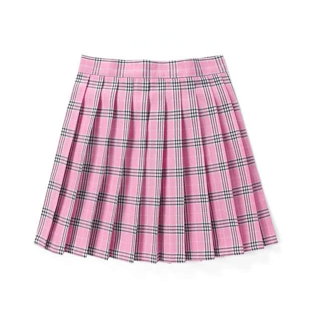 Summer Plaid Pleated Skirt With Korean Jk Skirt Uniform Japanese School Preppy A Line Mini Skirts Lizbert