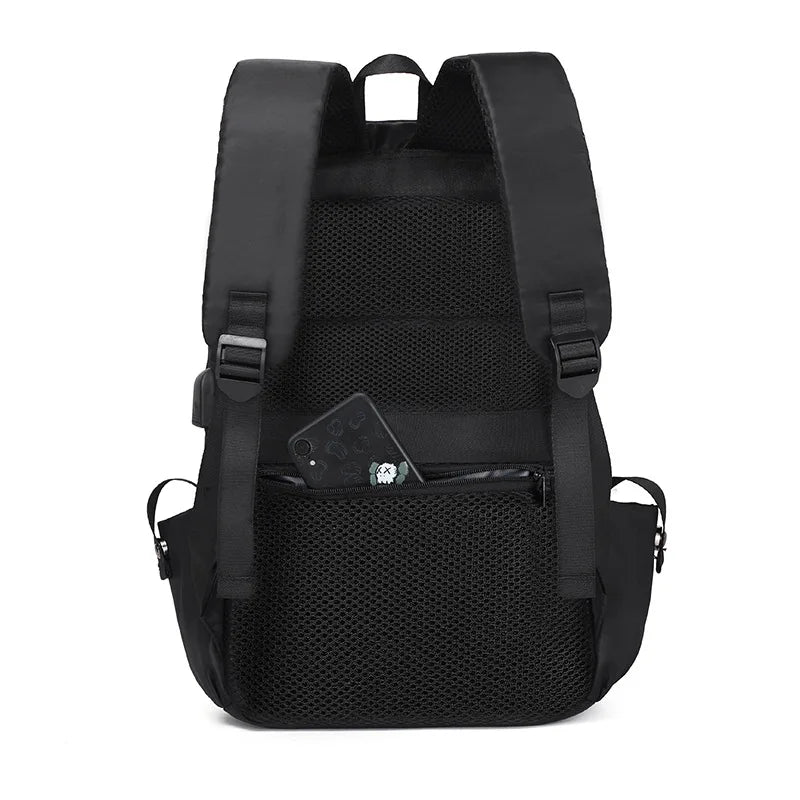 JODAN Letter Pattern Printed Canvas Men Women's Neutral Backpack Student Schoolbag Fashion Boy Girl Laptop Rucksack USB Port Lizbert