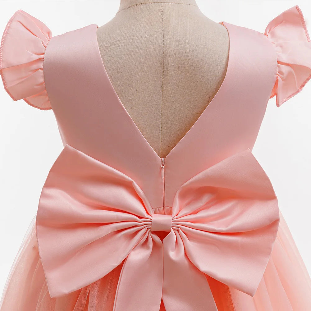 Flower Girl Dresses Birthday Tulle Dress Backless Wedding Gown Kids Party bridesmaid Princess Baby baptism Prom Lizbert