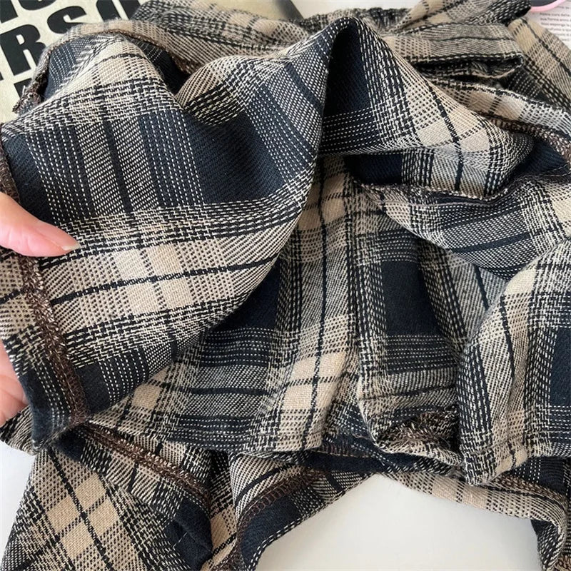 Summer Children's Clothing Girls Outfit Set Fashion Letter Print Short Sleeved T-Shirt+Irregular Plaid Skirt Toddler Clothes