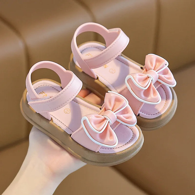 New Fashionable Girls Sandals Summer Bow Princess Sandals 3-14 Years Old Students Children Outside Wearing Versatile Sandals Lizbert