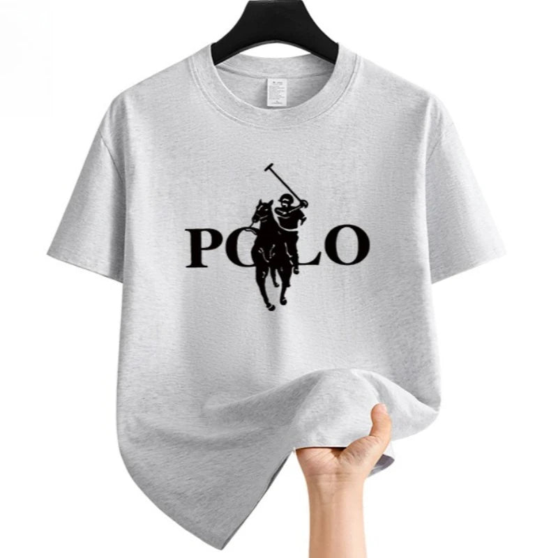 Men's Summer Fashion Brand Clothing  Casual Business Shorts  Loose Sleeve Versatile Round Neck T-Shirt  Breathable T-Shirt Lizbert