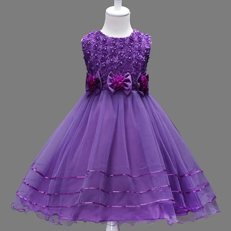 Kids Girls Flower Princess Dress Mesh Skirt Puffy For Children Sleeveless Vest Wedding Party Ceremony Elegant Evening Vestidos Lizbert