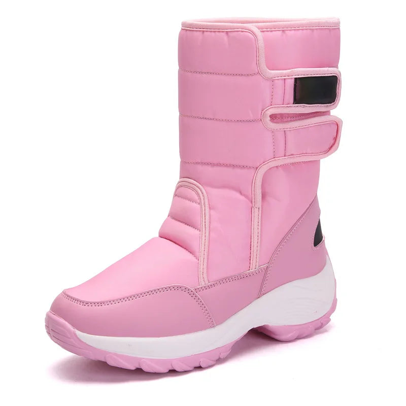 CINESSD 2023 New Winter Warm Snow Boots Outdoor Waterproof Women's Cotton Boots Plush Comfort Warm Female High Top Boots