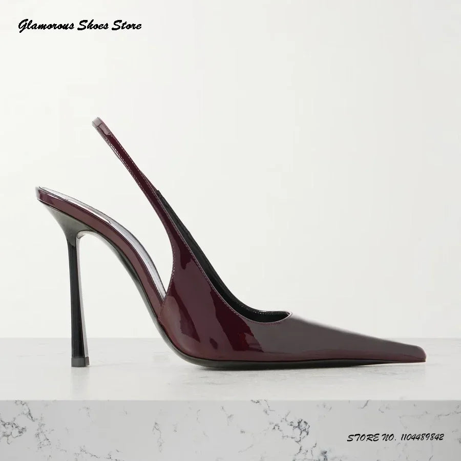 Eye Catching Patent Sling - Thin Heel Ladies Shoes