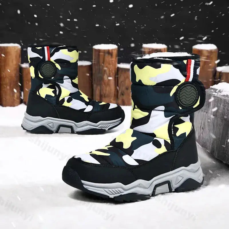 Pure Joy New Warm Fleece Snow Boots -Lined Waterproof Anti Slip Kids Lizbert