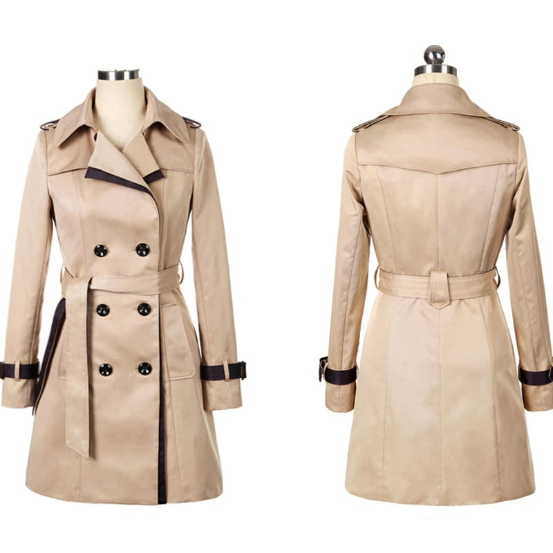 Trench Coat For Women 2025 Autumn Casual Double Breasted Female Long Trench Coats Plus Size Casaco Feminino Ladies Windbreaker Lizbert