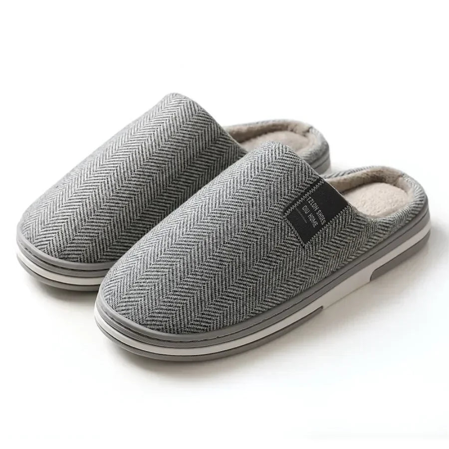 @Men's Winter Home Slippers Casual Shoes Soft And Warm Home Slippers Indoor Bedroom Anti Slip Flat Shoes Couple's Floor Slippers