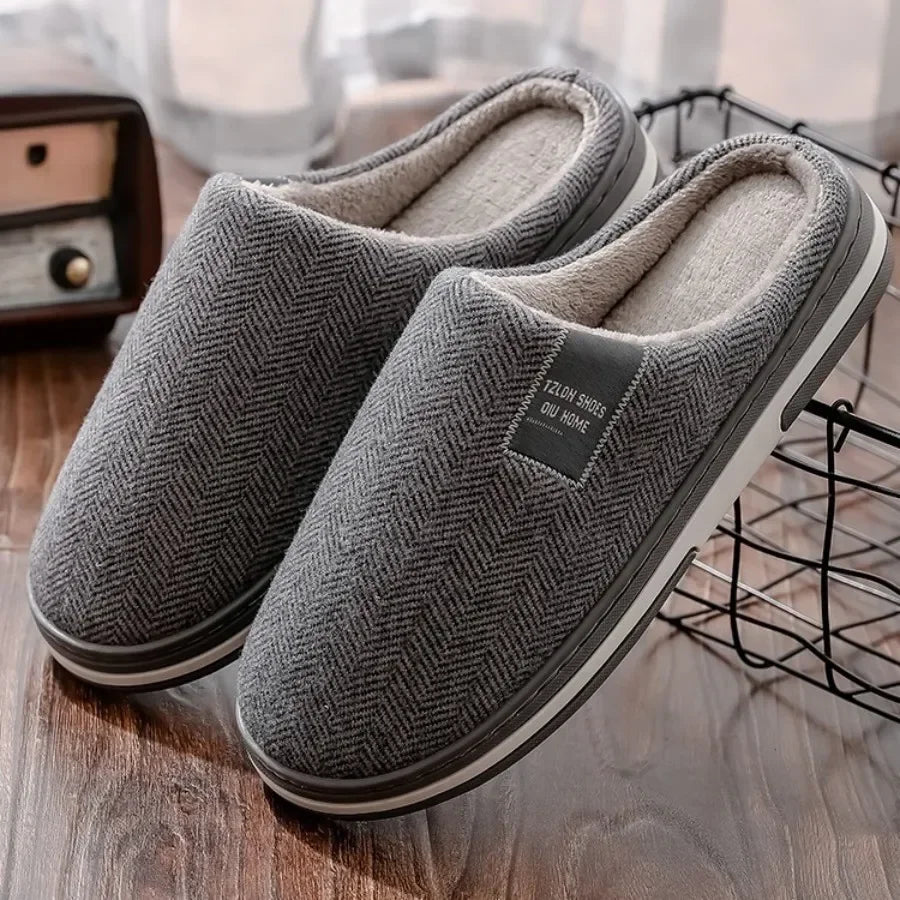@Men's Winter Home Slippers Casual Shoes Soft And Warm Home Slippers Indoor Bedroom Anti Slip Flat Shoes Couple's Floor Slippers