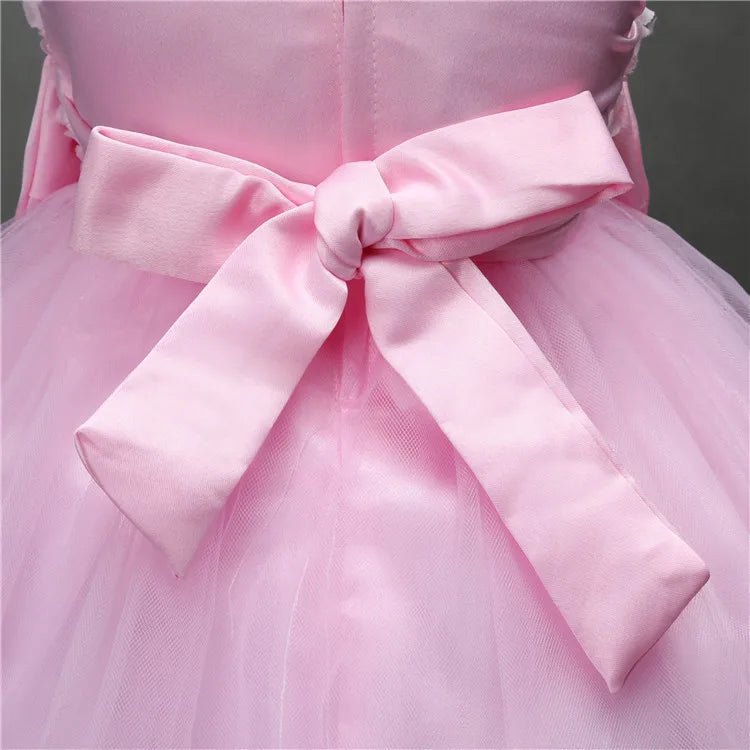 Kids Girls Flower Princess Dress Mesh Skirt Puffy For Children Sleeveless Vest Wedding Party Ceremony Elegant Evening Vestidos Lizbert