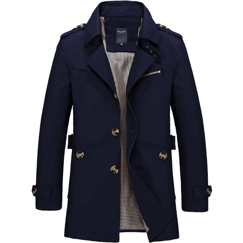 Mens Business Windbreaker Long Jackets Men Cotton Trench Coats Casual 2024 Spring Autumn Fashion Male Suit Streetwear Blazers Lizbert
