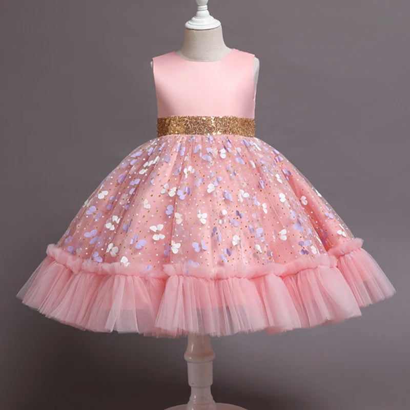 Kids Elegant Pearl Cake Princess Dress Girls Dresses For Wedding Evening Party Embroidery Flower Girl Dress Girl Clothes Lizbert