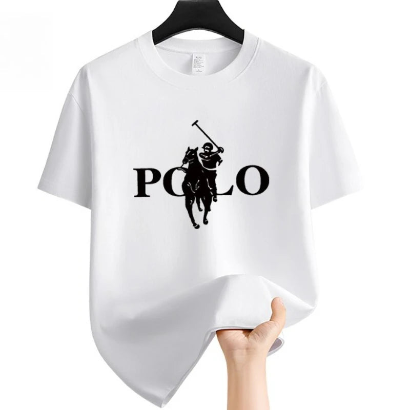 Men's Summer Fashion Brand Clothing  Casual Business Shorts  Loose Sleeve Versatile Round Neck T-Shirt  Breathable T-Shirt Lizbert