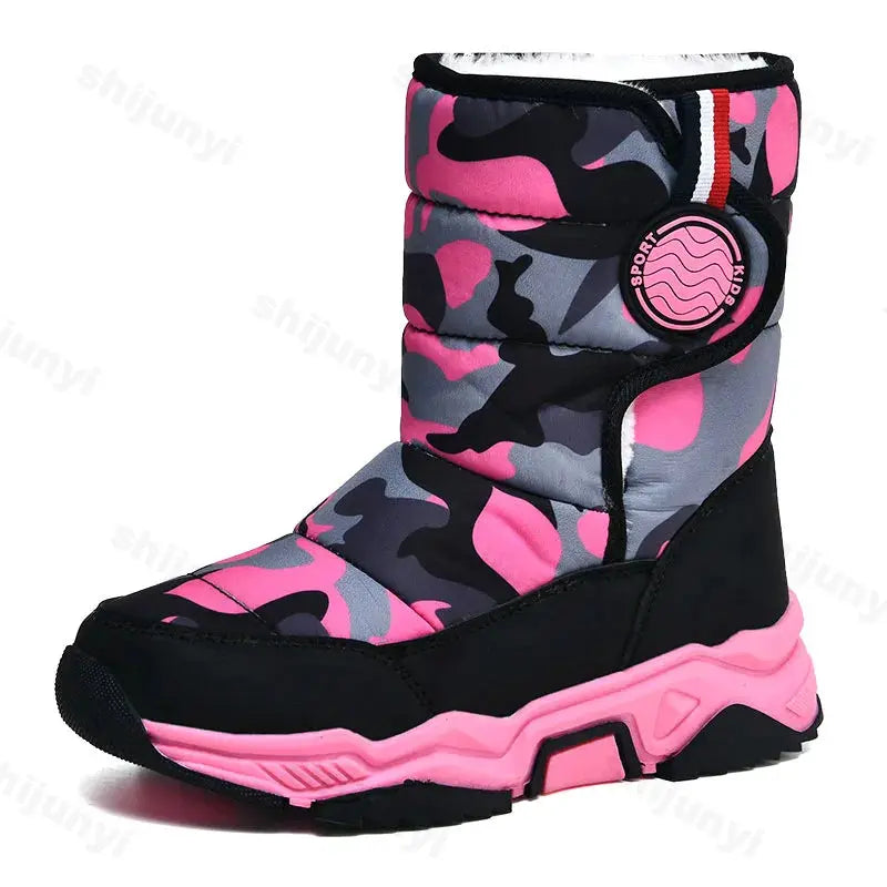 Pure Joy New Warm Fleece Snow Boots -Lined Waterproof Anti Slip Kids Lizbert