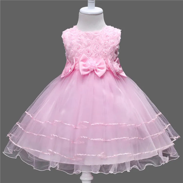Kids Girls Flower Princess Dress Mesh Skirt Puffy For Children Sleeveless Vest Wedding Party Ceremony Elegant Evening Vestidos Lizbert