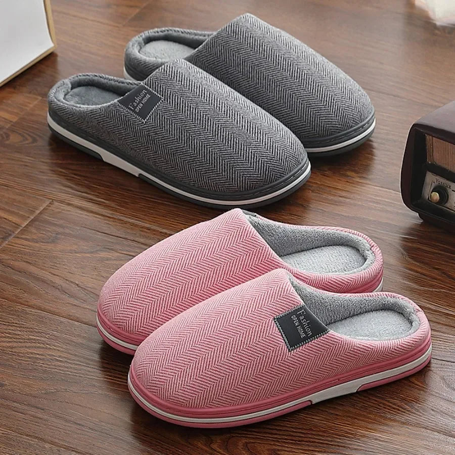 @Men's Winter Home Slippers Casual Shoes Soft And Warm Home Slippers Indoor Bedroom Anti Slip Flat Shoes Couple's Floor Slippers