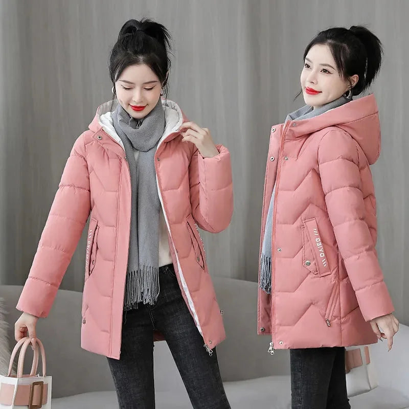 Winter Jacket 2025 New Women Parka Hooded Coat Casual Slim Long Casual Jacket Female Jacket Cotton Padded Warm Outwear Lizbert