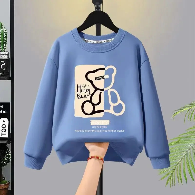 Spring Autumn Baby Girls Clothes Set Kid Boy Cartoon Bear Printed Cotton Sweatshirt Pullover&Pants 2pcs Suit Children Tracksuit Lizbert