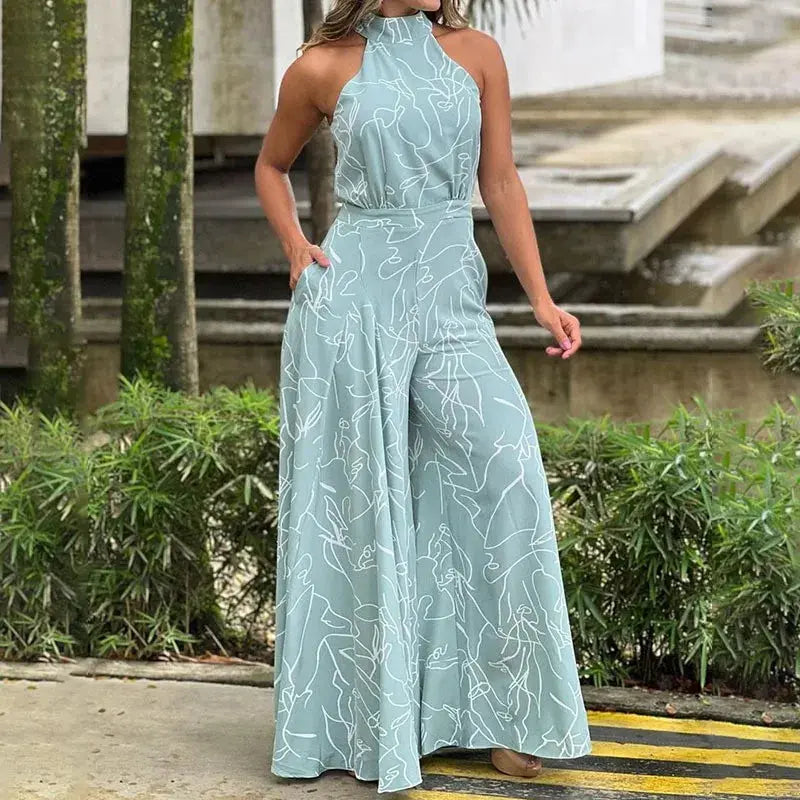 Luna Silk Halter Neck Jumpsuit – Elegant Backless Evening One-Piece Lizbert