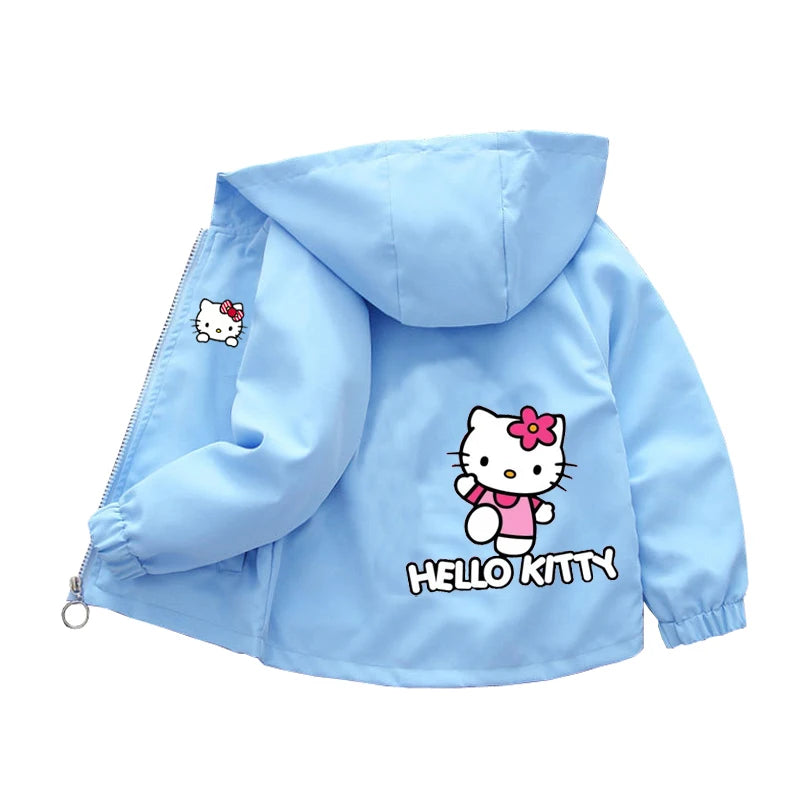 Sanrio Girls Cartoon Kuromi Cinnamoroll Jacket Hello Kitty ‌Princess Coats Spring Autumn Kids Hooded Jackets Casual Outerwear