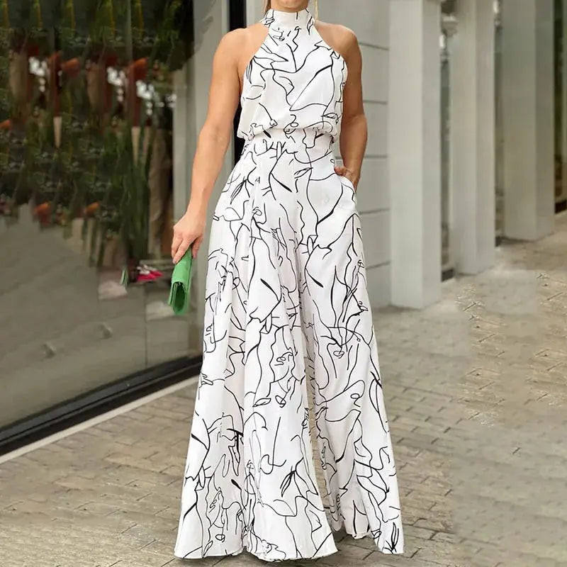 Luna Silk Halter Neck Jumpsuit – Elegant Backless Evening One-Piece Lizbert