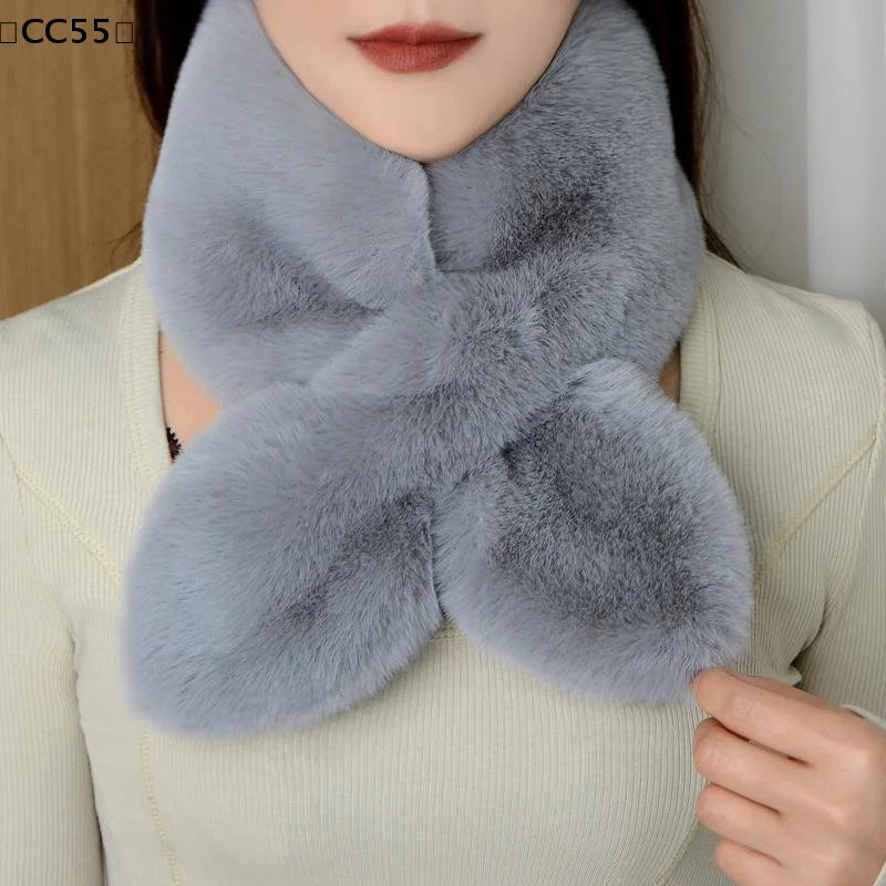 Winter Faux Rabbit Fur Scarf Women Girls Scarf Soft Plush Scarves Solid Color Neck Collar Warmer Stuff Christmas Gifts〔CC55〕 Lizbert