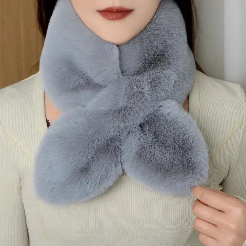 Winter Faux Rabbit Fur Scarf Women Girls Scarf Soft Plush Scarves Solid Color Neck Collar Warmer Stuff Christmas Gifts〔CC55〕 Lizbert