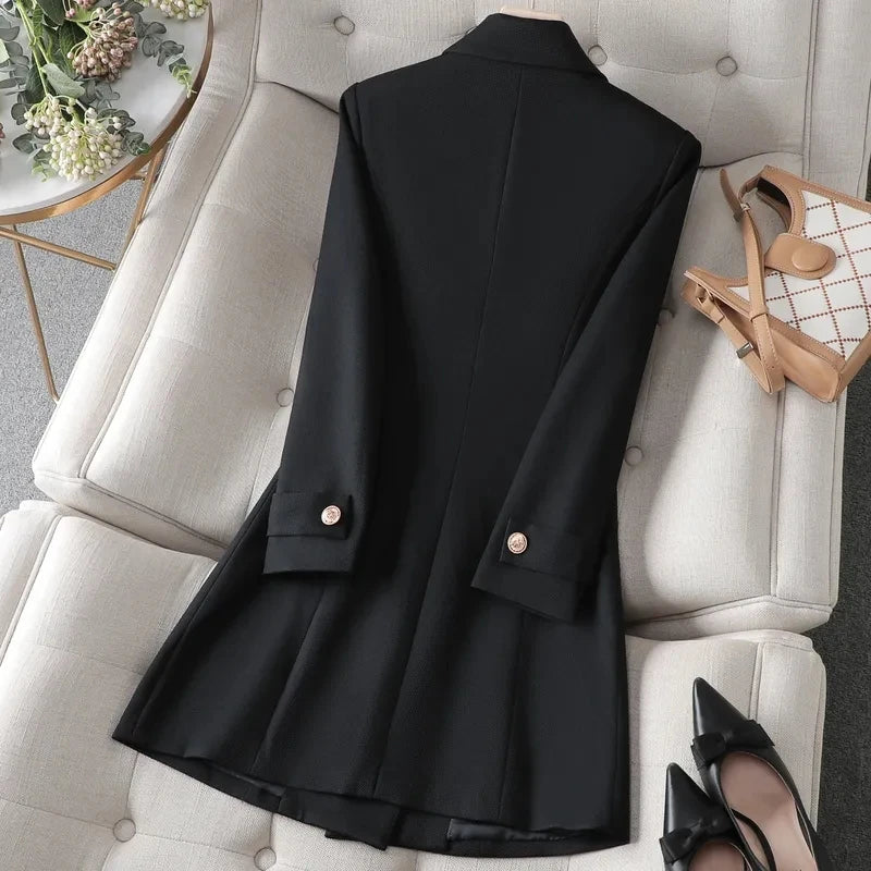 Autumn Winter Jacket Women Long Blazer Khaki Coffee Black Office Ladies Formal Jacket Business Work Wear Coat Female Outerwear Lizbert