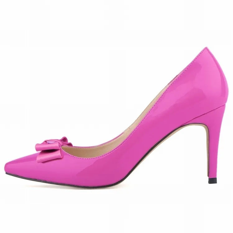 Women 9cm High Heels Butterfly Knot Red Black Sexy Pumps Pointed Toes Thin Heels Lady Bridal Evening Party Sweet Wedding Shoes Lizbert