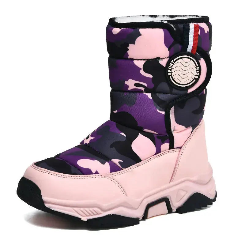 Pure Joy New Warm Fleece Snow Boots -Lined Waterproof Anti Slip Kids Lizbert