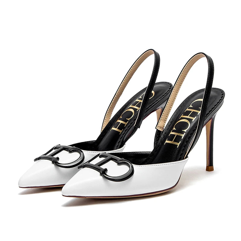 CHCH Women's High Heels 2025 Sharp tip Destiny Closed Toe Strappy Heels Sexy Wedding Bridal Party Dress Shoes 9cm Lizbert