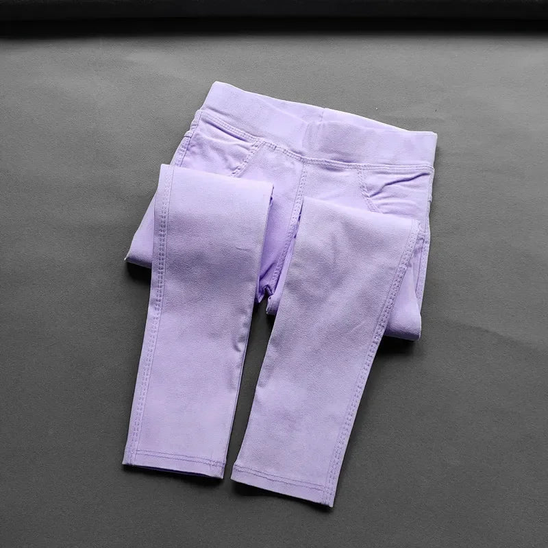 2-11Y Kids Girl Pants Slim Spring Autumn Candy Color Elastic Pencil Trousers Casual Child Solid Leggings Children Clothing Lizbert