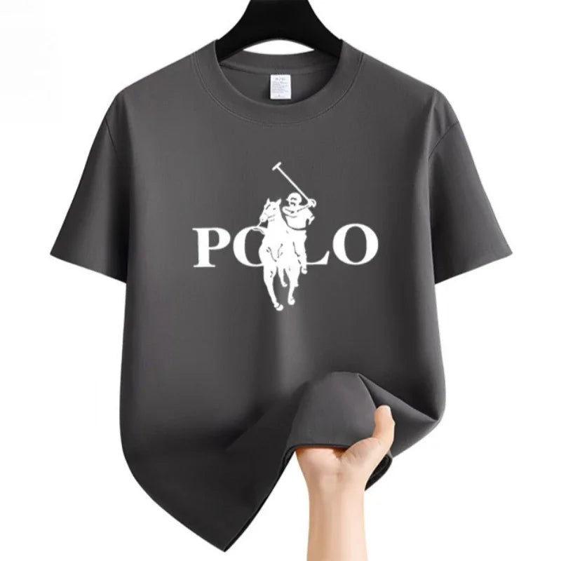 Men's Summer Fashion Brand Clothing  Casual Business Shorts  Loose Sleeve Versatile Round Neck T-Shirt  Breathable T-Shirt Lizbert