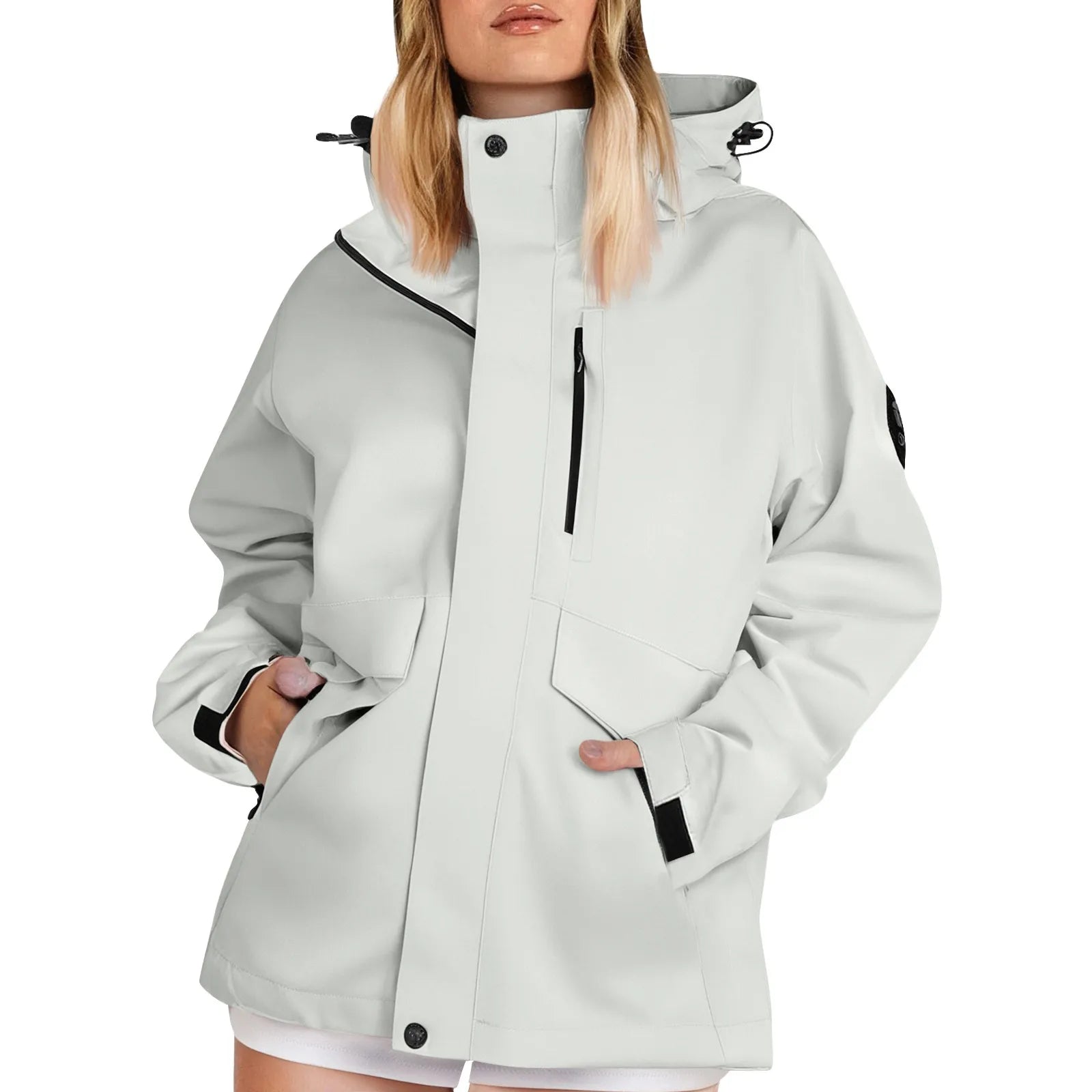 Female Zipper Hooded Jacket  Autumn Solid Color Windproof Waterproof Thin Coat Fashion Outdoor Sport Mountaineering Clothing ﻿