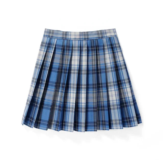 Summer Plaid Pleated Skirt With Korean Jk Skirt Uniform Japanese School Preppy A Line Mini Skirts Lizbert