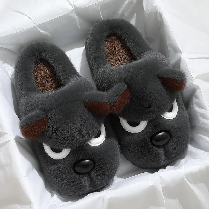Men's Winter Cotton Slippers Warm Plush Indoor Home Thick Soled Couple Style Shoes Cozy Slip-On Footwear