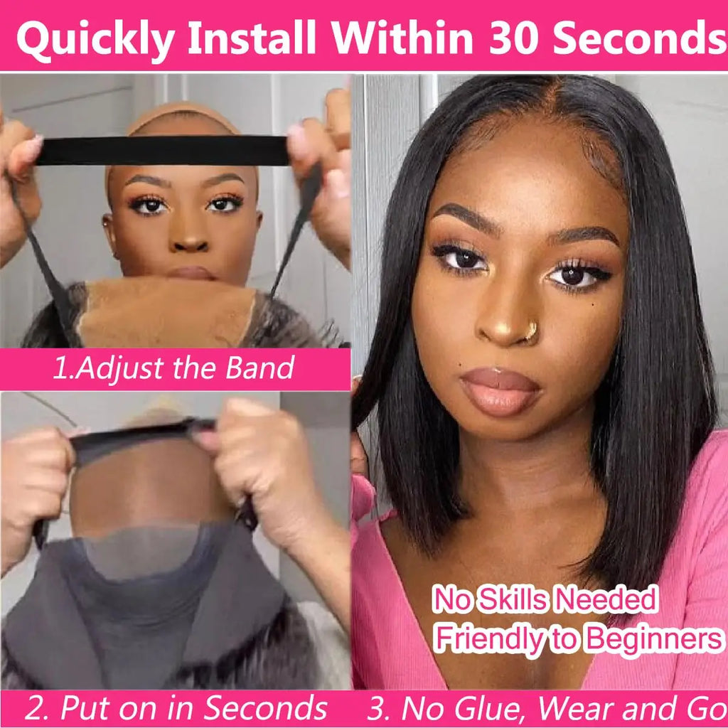 Wear and Go Glueless Bob Wig Human Hair Pre Plucked Short Straight Bob Wigs For Black Women 4x4 5x5 Lace Closure Wig Human Hair