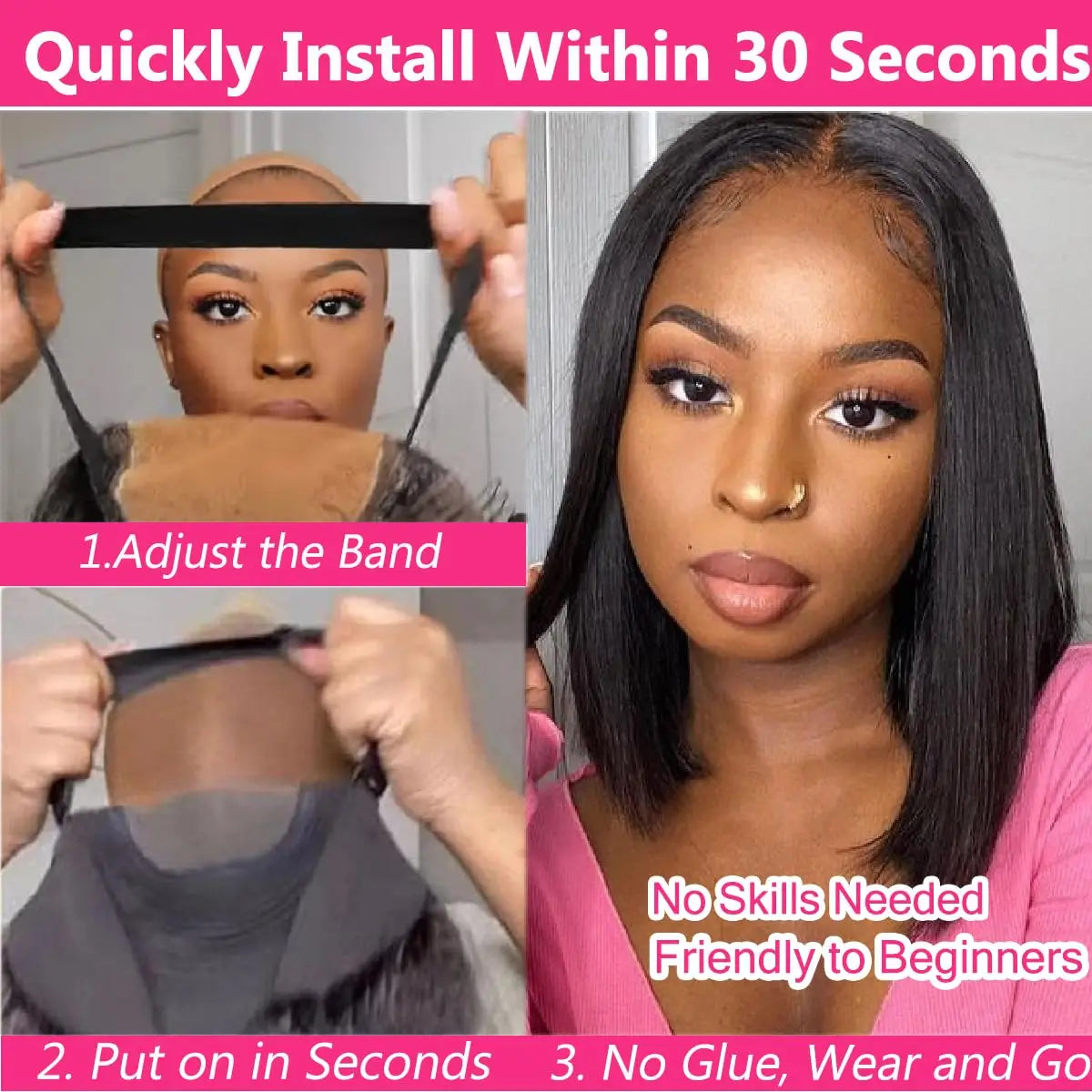 Wear and Go Glueless Bob Wig Human Hair Pre Plucked Short Straight Bob Wigs For Black Women 4x4 5x5 Lace Closure Wig Human Hair