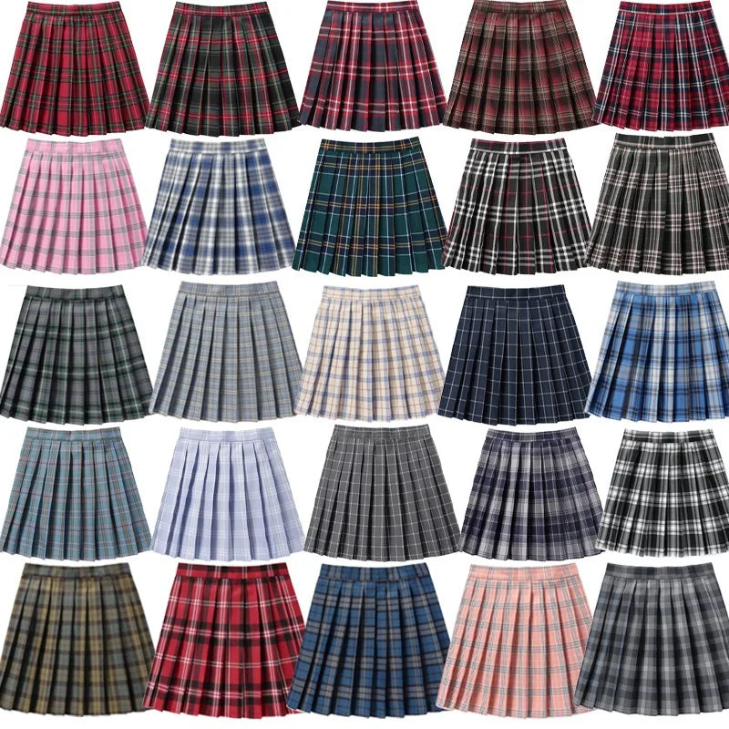 Summer Plaid Pleated Skirt With Korean Jk Skirt Uniform Japanese School Preppy A Line Mini Skirts Lizbert
