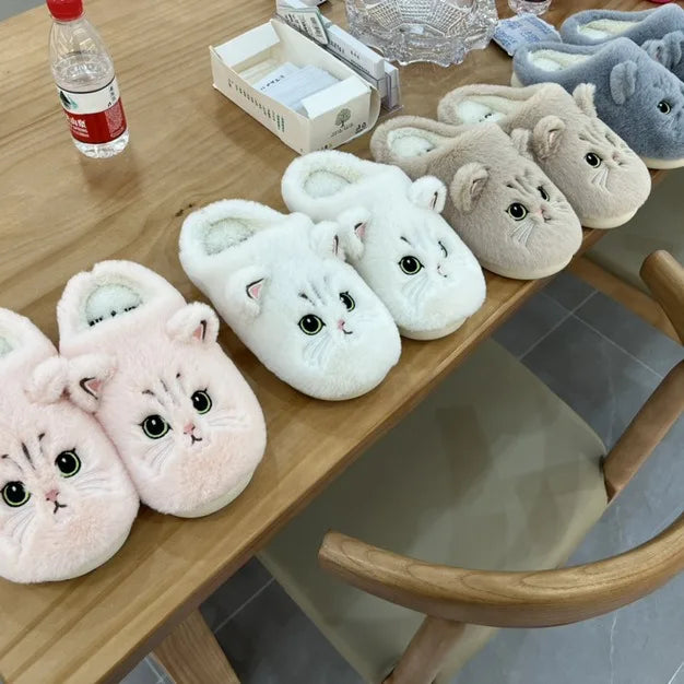 Winter Warm Fur Slippers for Women 2025House Non Slip Soft Shoes Comfort Flat Heel Home Indoor Bedroom Plush Slippers