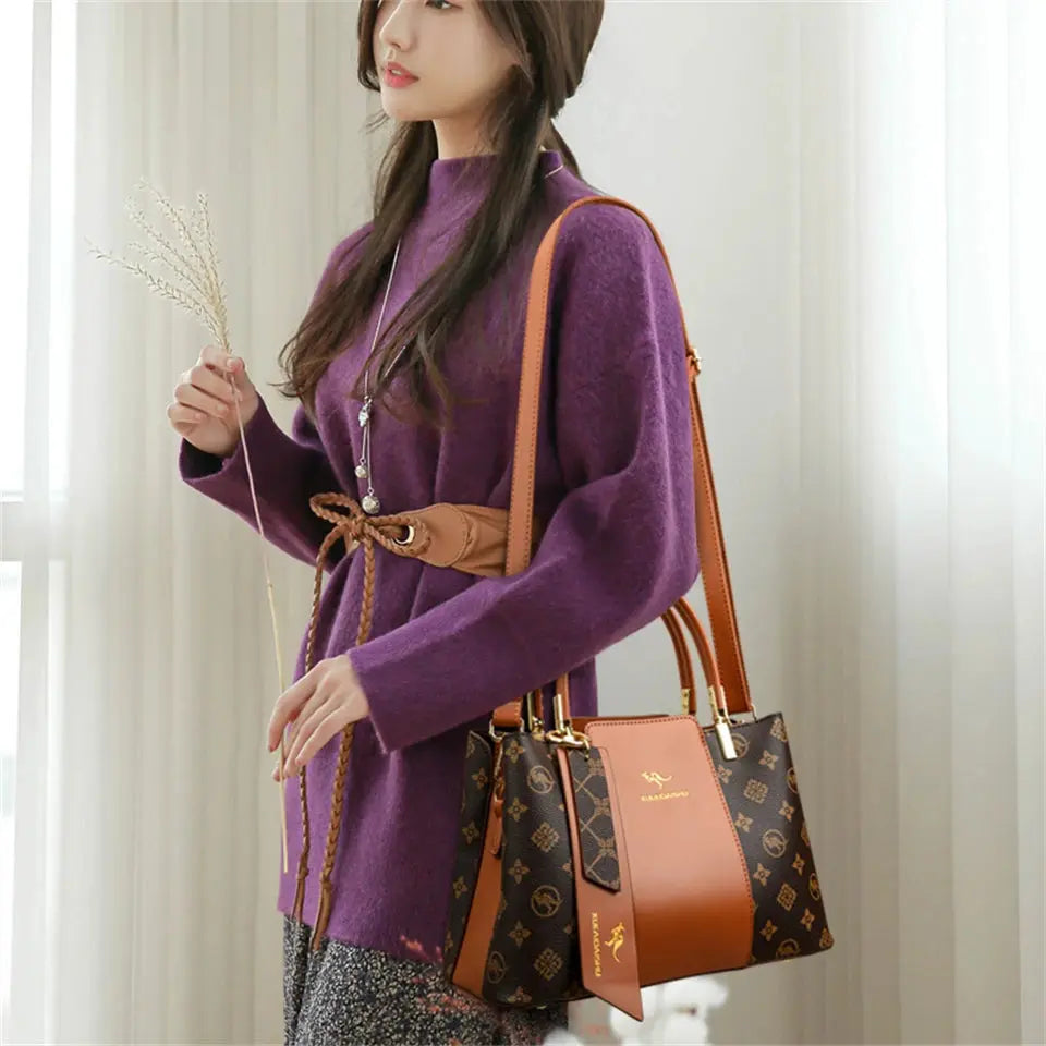Luxury Handbag Fashion Print Large Capacity Soft Leather Women Shoulder Crossbody Bag Leisure Designer Ladies Purses and Handbag Lizbert
