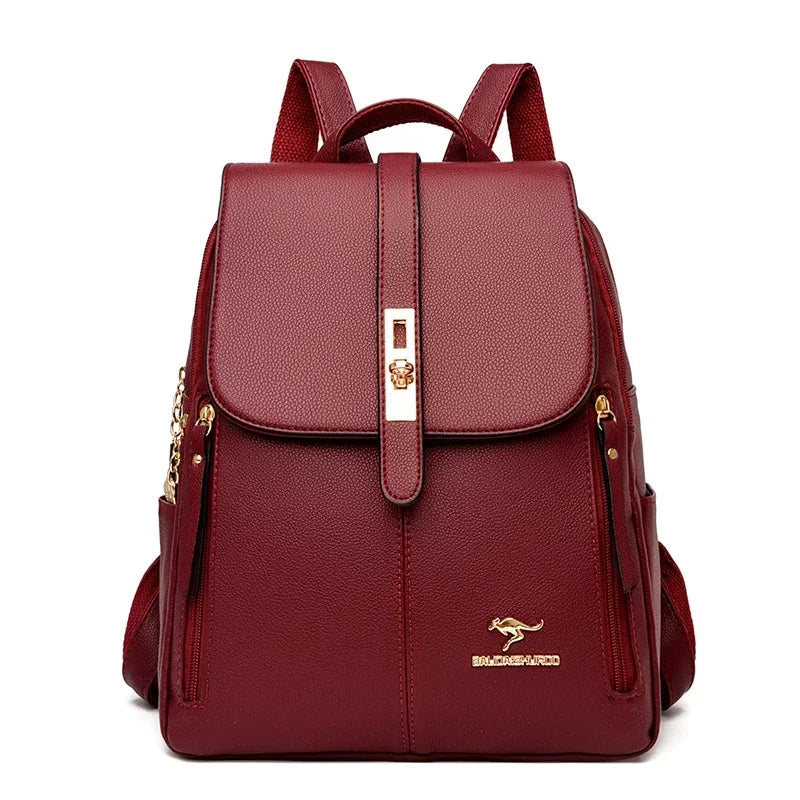 Women Large Capacity Backpack High Quality Leather Vintage Bags for Women School Bags Travel Rucksack Ladies Bookbag Knapsack Lizbert