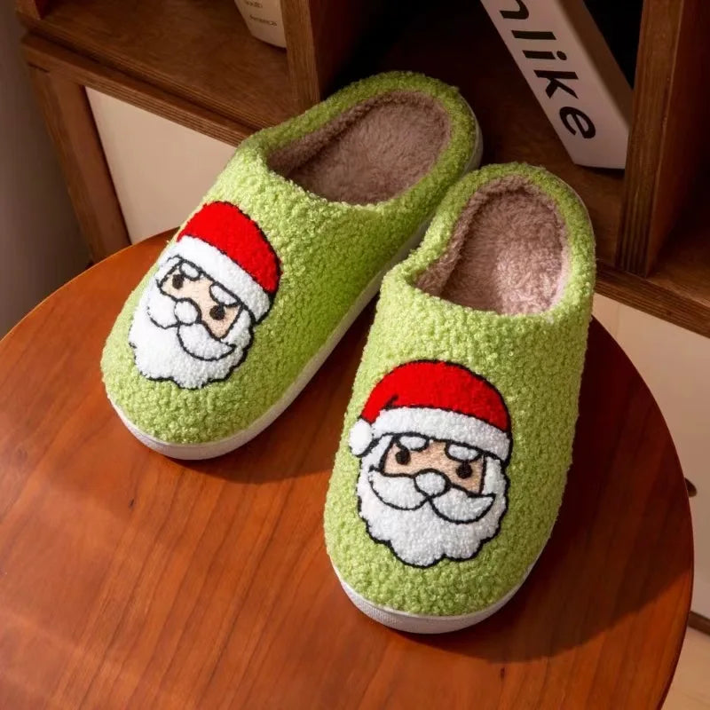Winter Home Slippers for Couples Warm Plush Neutral Cartoon Cow Indoor Anti Slip Comfortable Cotton Slippers for Men and Women