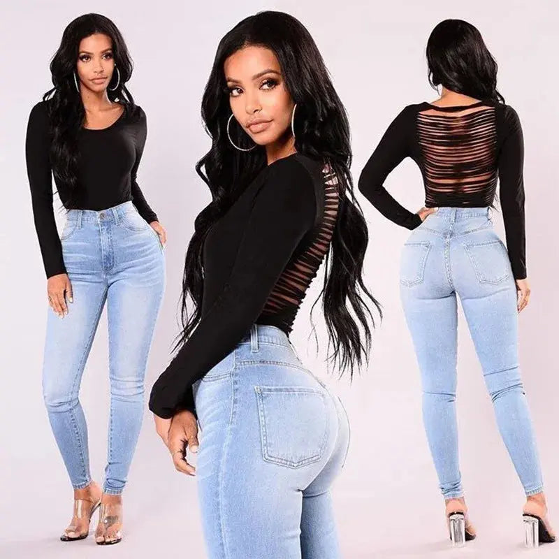 Flattering and Comfortable High - Waist Women Skinny Pencil Jeans Lizbert