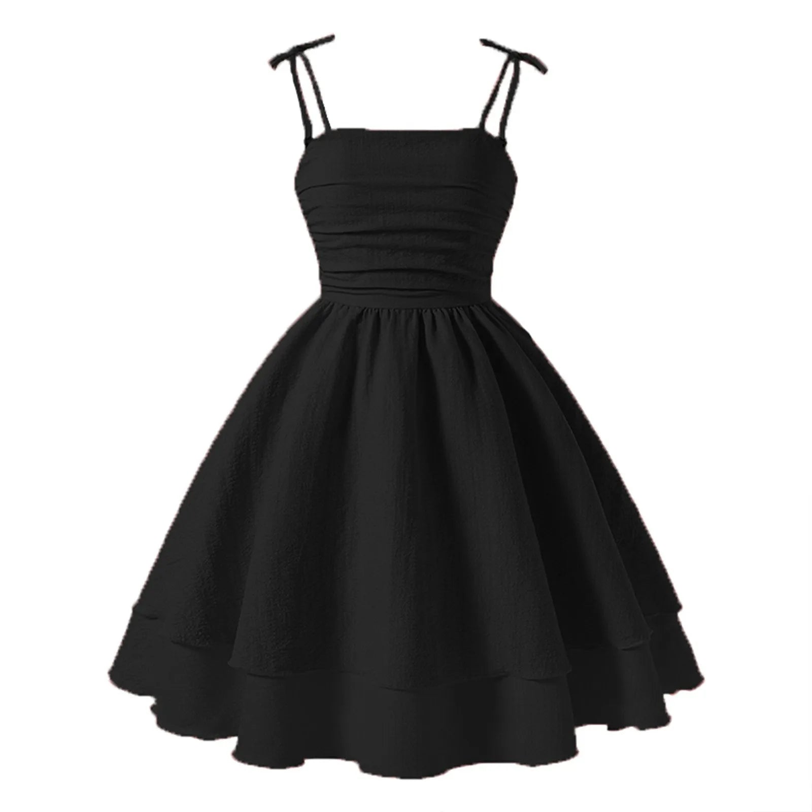 Girls' suspender princess dresses summer new bow suspender layered dress fashion solid color birthday party dresss 8-12Y