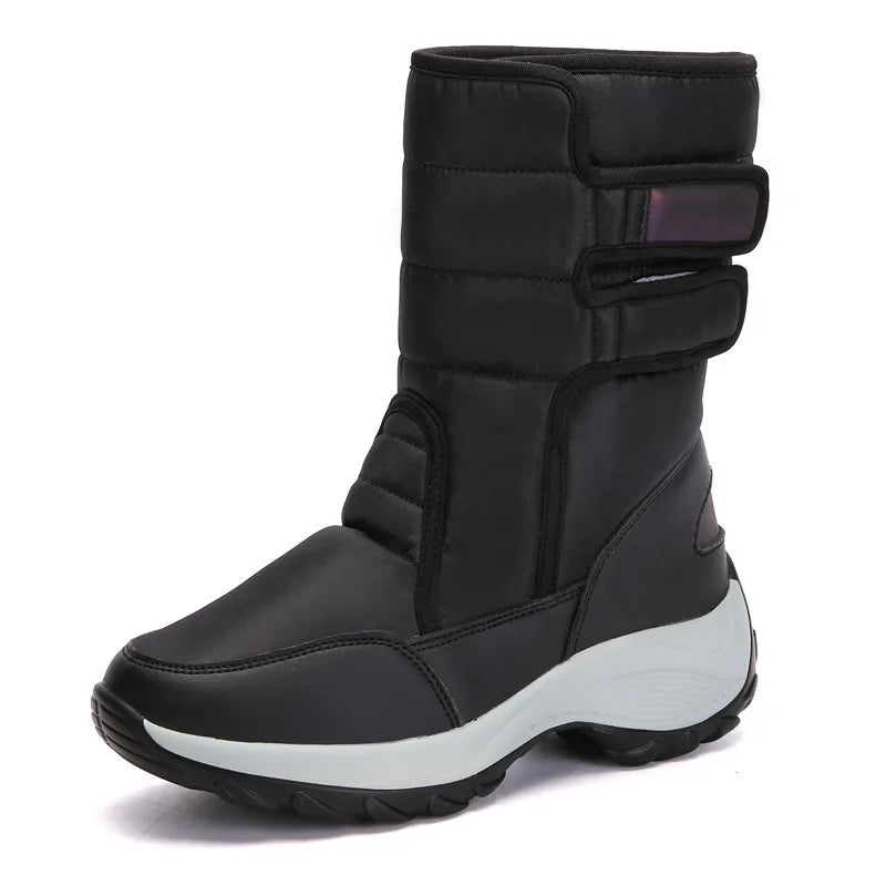 CINESSD 2023 New Winter Warm Snow Boots Outdoor Waterproof Women's Cotton Boots Plush Comfort Warm Female High Top Boots