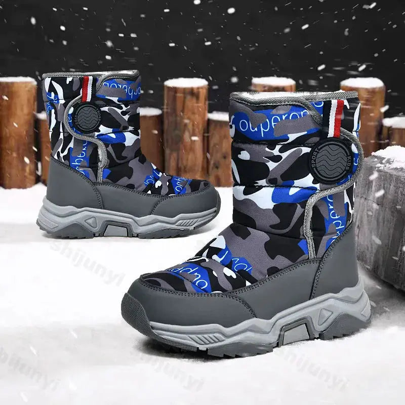 Pure Joy New Warm Fleece Snow Boots -Lined Waterproof Anti Slip Kids Lizbert