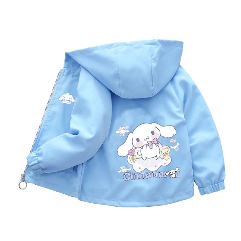Sanrio Girls Cartoon Kuromi Cinnamoroll Jacket Hello Kitty ‌Princess Coats Spring Autumn Kids Hooded Jackets Casual Outerwear