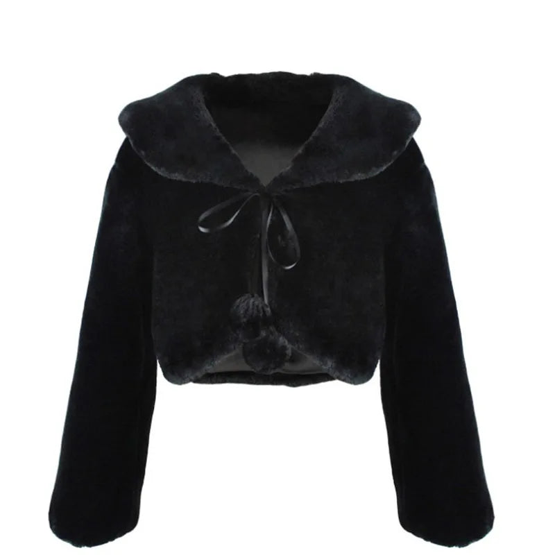 2022 Autumn/Winter Plush Shawl Girls' Coat Flower Children's Dress Matching Coat Lizbert