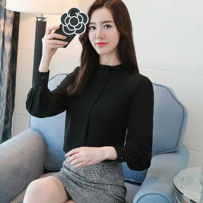 New Autumn Spring Tops Women Fashion Ladies Long Sleeve Shirts Casual Chiffon Blouse 2025 Work Wear Office Blusas Femininas Lizbert
